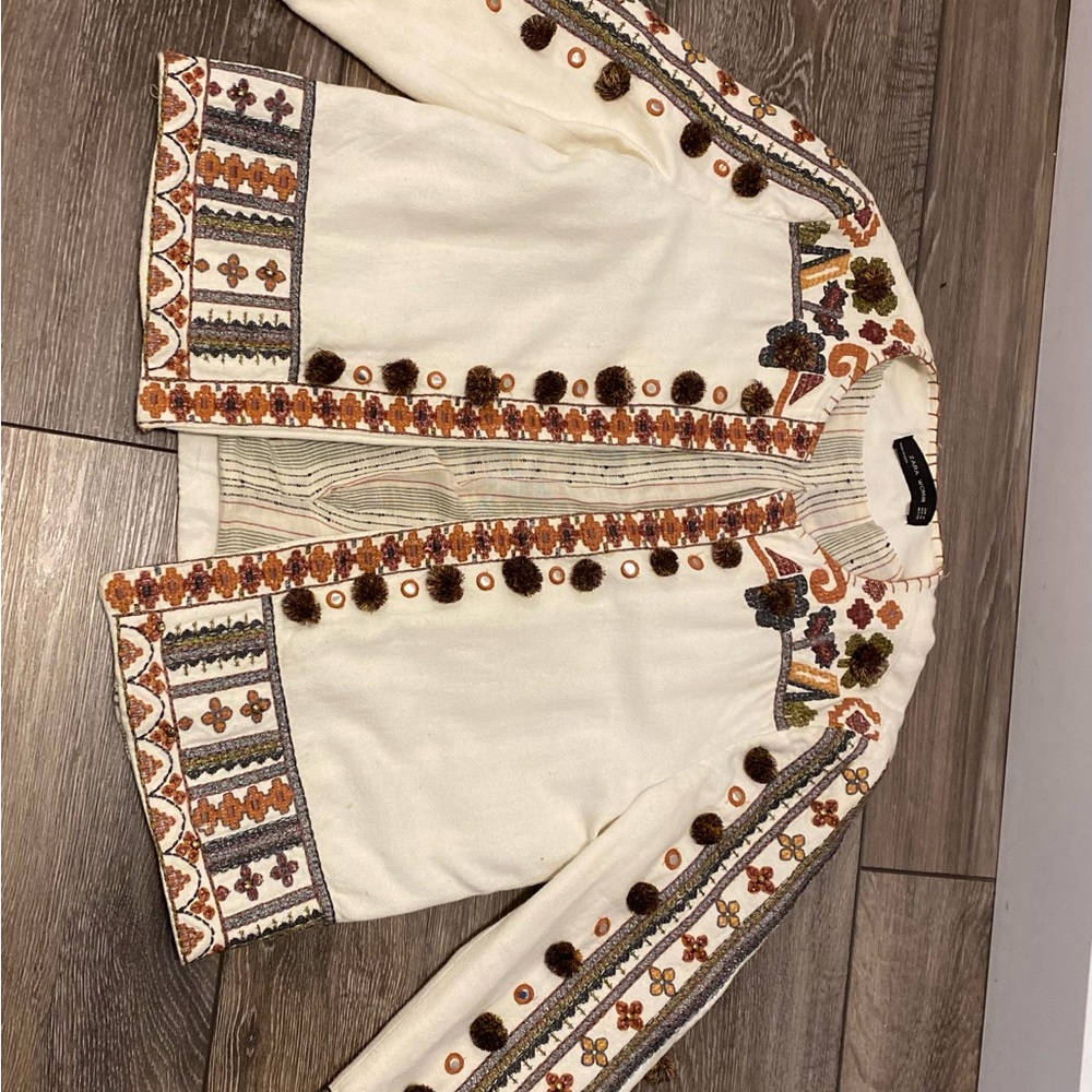 Zara  Embroidered Pom Pom Jacket 💥 Sold 💣 - Picture 4 of 6